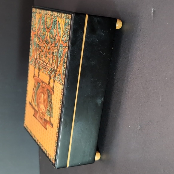 VTG,1990 Blossom Lesley Anne Ivory,Enesco Wooden Lacquered Jewelry Box with Cat. - Picture 3 of 11